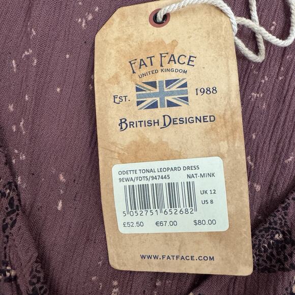 Fat Face Odette Tonal Leopard Dress Womens US Sz 8 Maxi Flutter Sleeve Tie Belt - Picture 9 of 16